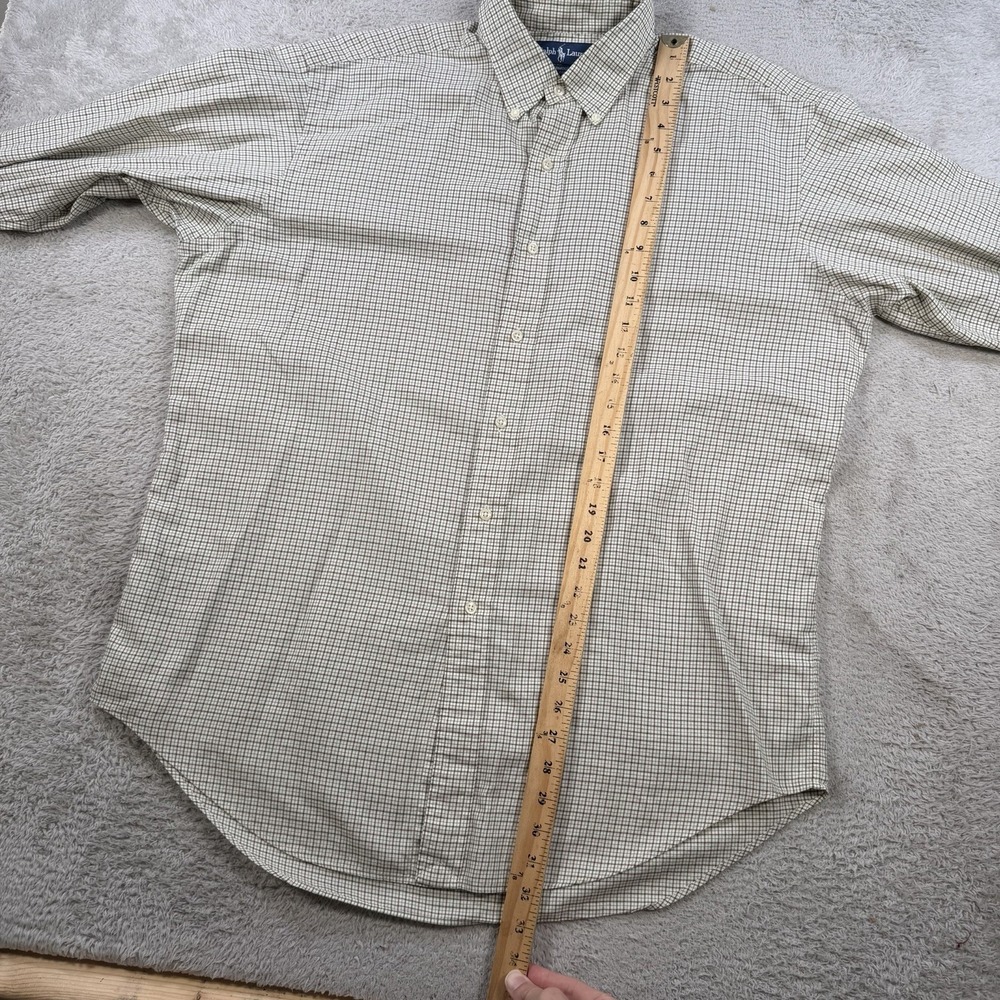 Polo Ralph Lauren Shirt Men XL 16.5 Beige Check Long Sleeve Button Pony Yarmouth - Picture 5 of 7